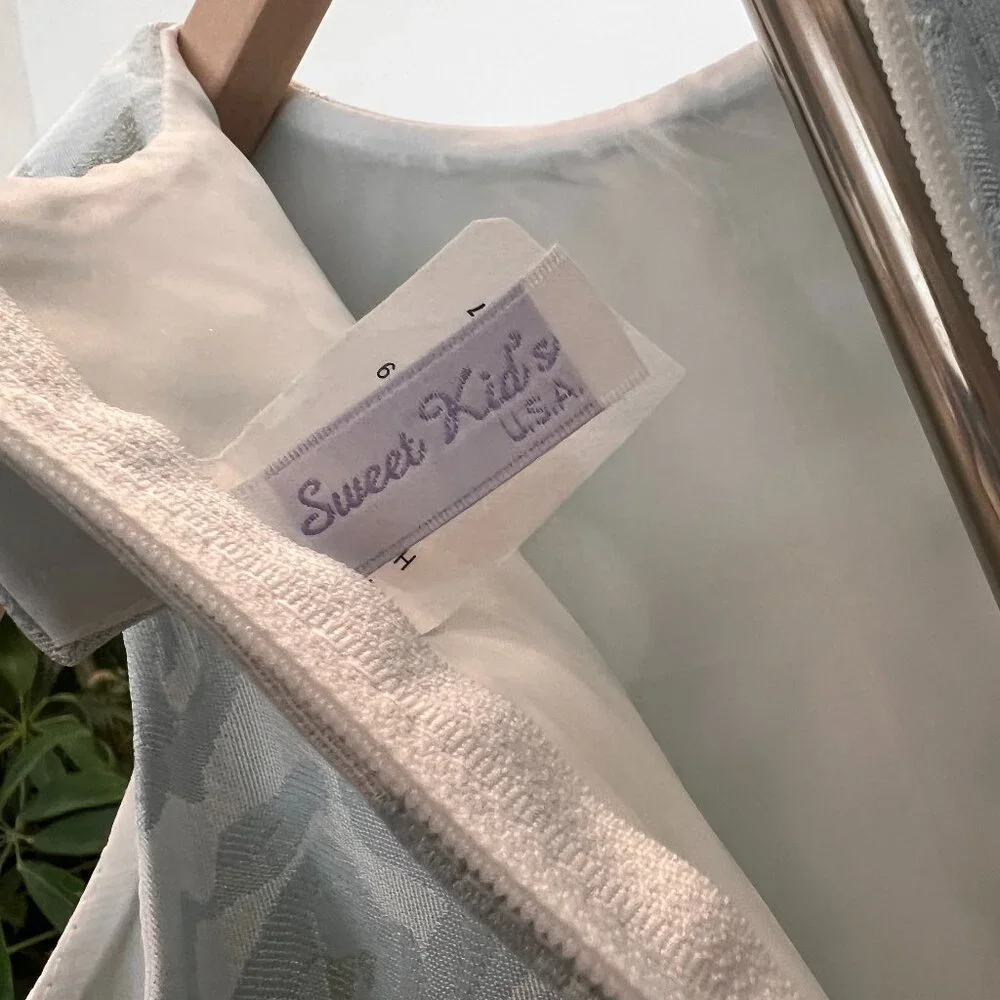 Sweet Kids Blue & Ivory Jacquard Floral Party Dress – NWT - Picture 9 of 10